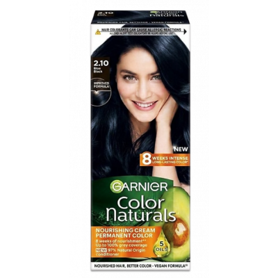 GARNIER COLOR NATURALS 2.10 BLUE BLACK — NOURISHING CREAM PERMENANT HAIR COLOR 150 GM GARNIER COLOR NATURALS 2.10 BLUE BLACK — NOURISHING CREAM PERMENANT HAIR COLOR 150 GM